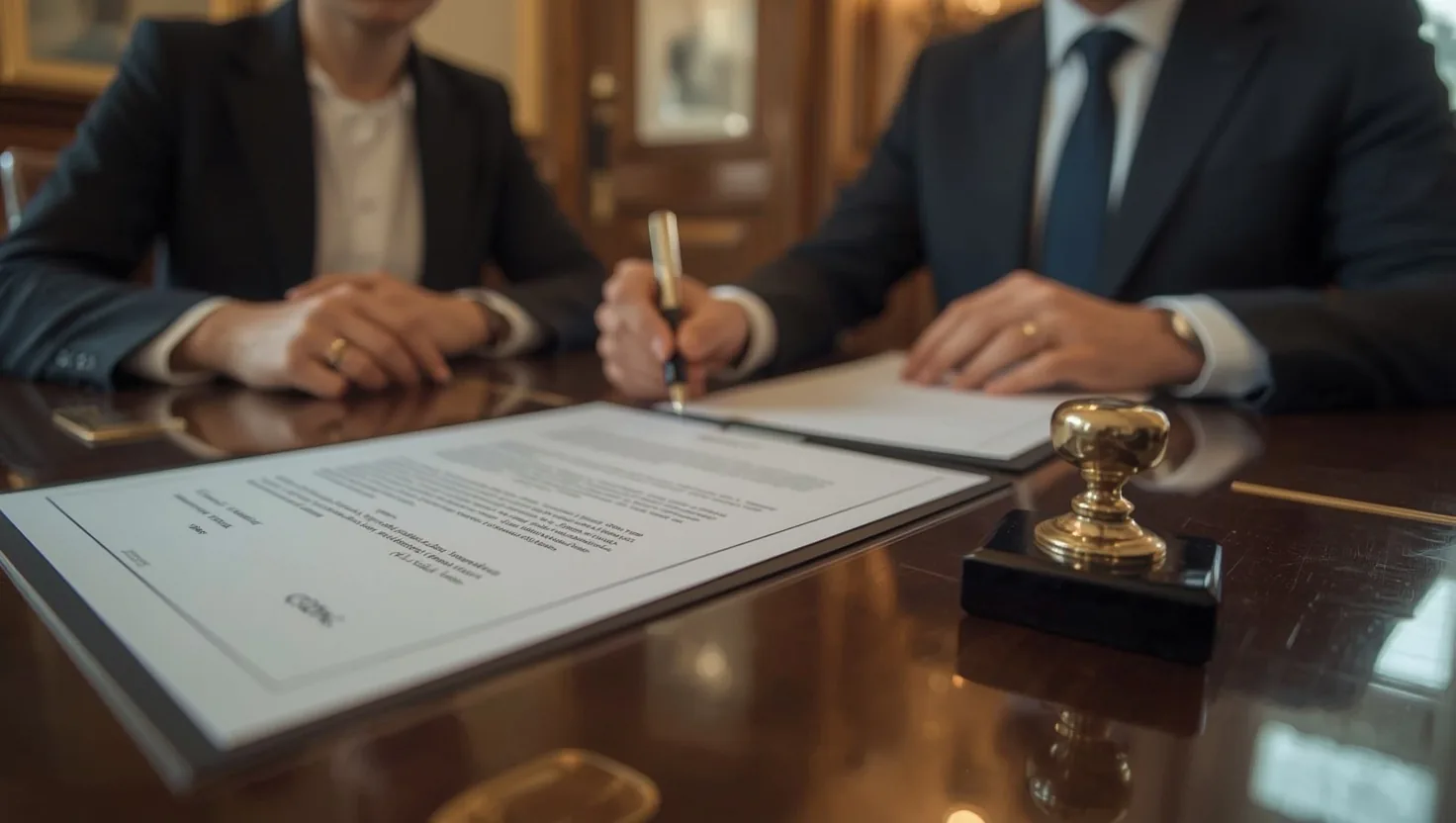 Notarielle Unterzeichnung des Kaufvertrags beim Verkauf einer GmbH